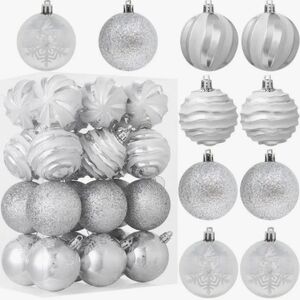 Joiedomi 24pc Deluxe 60mm Christmas Ball Ornaments Silver & White